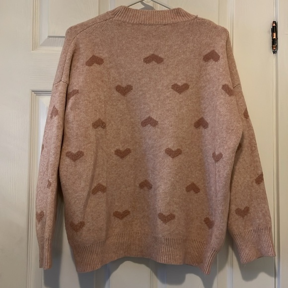 Adorable fuzzy hearts pink sweater eyelash mauve baby pink valentine - Picture 6 of 7